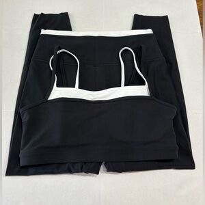 A&F YPB set - large sports bra NWT & leggings used black and white large